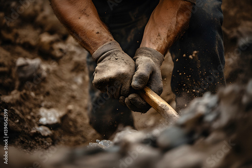 Obraz na płótnie miner digging with a pickaxe w salonie