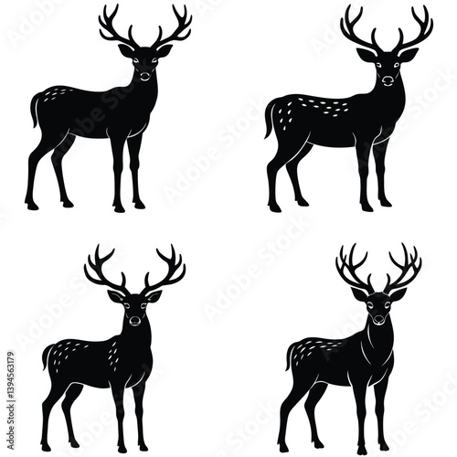Deer vector shilhouette single collection