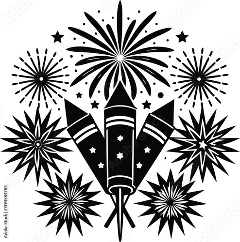 Firecrackers symbolize warding off evil spirits silhouette
