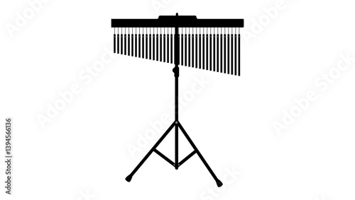 Bar Chimes Percussion Music Instruments with Mounting Stand , black isolated silhouette