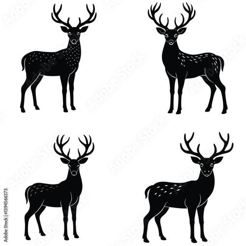 Deer vector shilhouette single collection