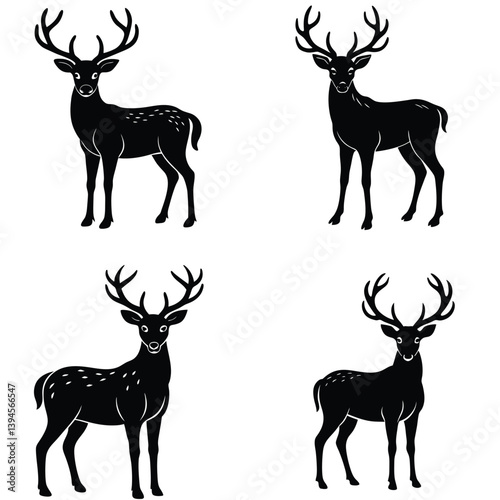 Deer vector shilhouette single collection
