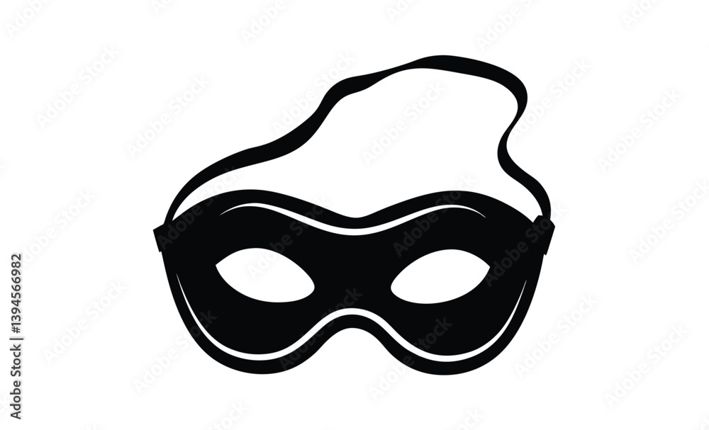 Black sleep mask icon shape silhouette, Black sleep mask silhouette icon vector illustration design on white background. 