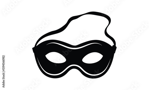 Black sleep mask icon shape silhouette, Black sleep mask silhouette icon vector illustration design on white background. 
