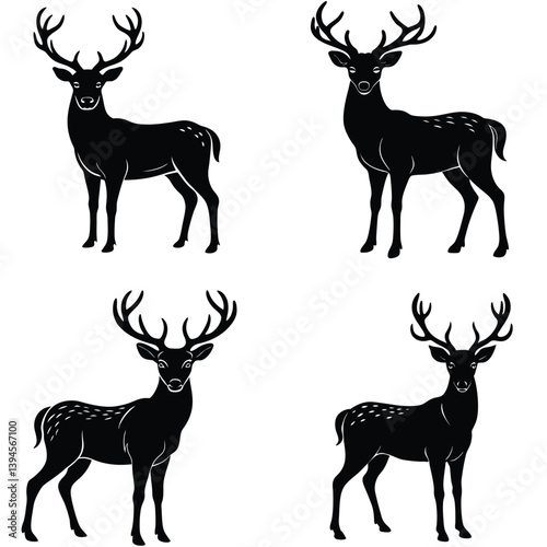 Deer vector shilhouette single collection