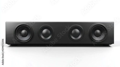 Black sound bar.  Front view