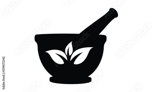 mortar and pestle icon silhouette, Mortar and pestle icon silhouette vector illustration design on white background