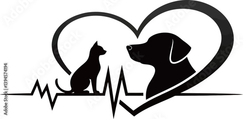 Stylized heart with heartbeat line, symbolizing love and health.