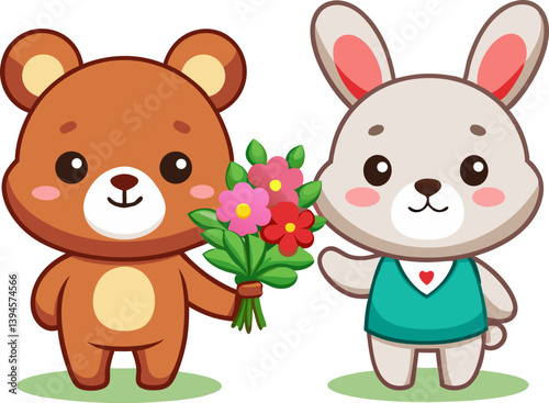teddy bear with flowers