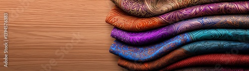 Unique handmade silk scarves collection artisan workshop textile showcase cozy environment close-up view craftsmanship concept