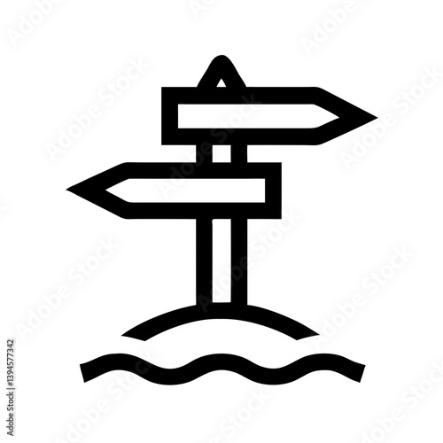 Directional Signboard Icon on Water  