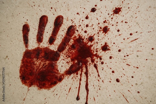 Bloody handprint on wall
