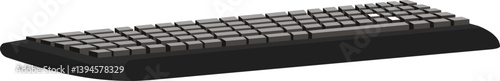 close up of black and white keyboard isolated on white.Black keyboard with keys.computer accessories vector illustration