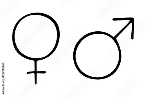 Hand drawn female and male gender identity icon Symbol used to represent sex and gender