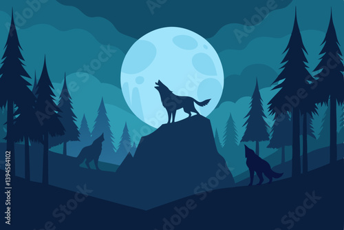 wolf howling in the night