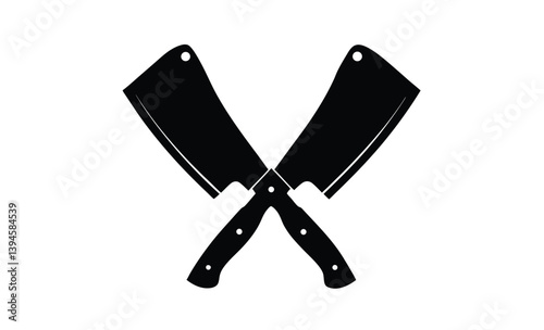 Cooking meat cleaver icon silhouette, Cooking kitchen meat cleaver silhouette icon vector illustration design on white background. 