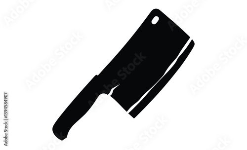 Cooking meat cleaver icon silhouette, Cooking kitchen meat cleaver silhouette icon vector illustration design on white background. 