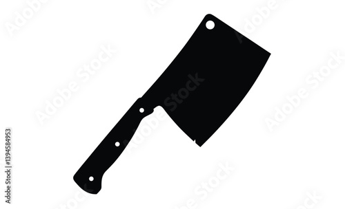 Cooking meat cleaver icon silhouette, Cooking kitchen meat cleaver silhouette icon vector illustration design on white background. 