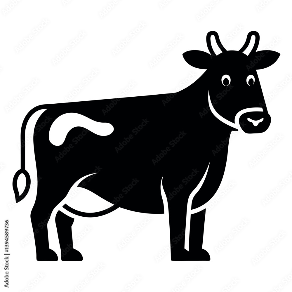Fototapeta premium silhouette icons of cows in various poses.