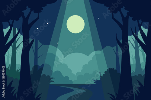 night landscape with the moon and the sea
