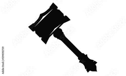 Thunder hammer vector icon silhouette, Thunder hammer silhouette vector illustration design on white background. 