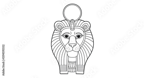 Sekhmet Lioness Goddess Coloring Page Egyptian Deity War Healing Powerful Feline Mythology Line Art Design