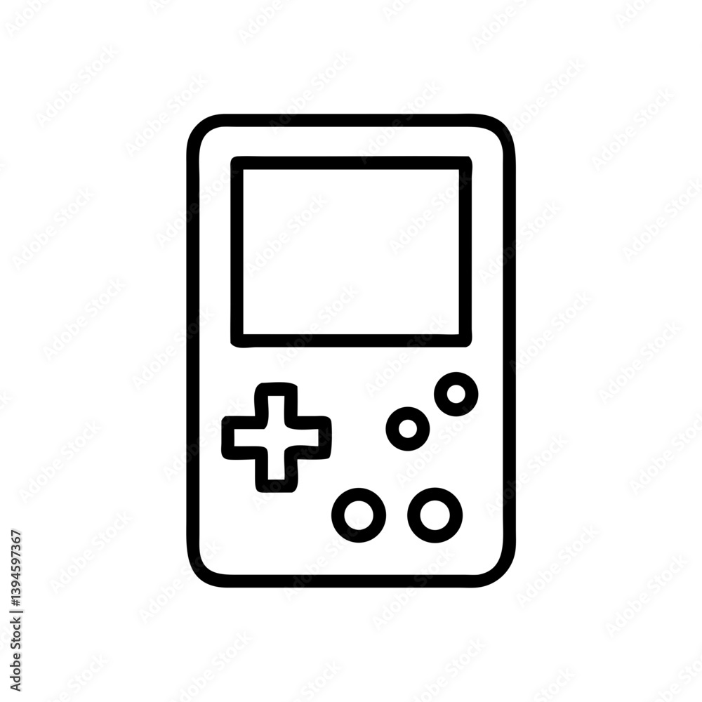 Retro handheld gaming console outline Retro handheld gaming console outline