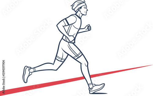 Vector Art of Triathlete in Final Race Stretch