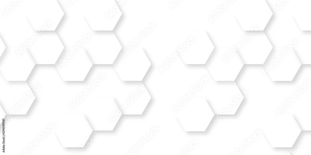 Abstract white background with hexagons . white Hexagonal Background Luxury White Pattern seamless bright white abstract honeycomb background 3D Futuristic abstract geometric mesh cell texture.