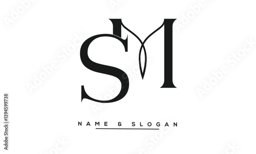 SM, MS Abstract Letters Logo Monogram