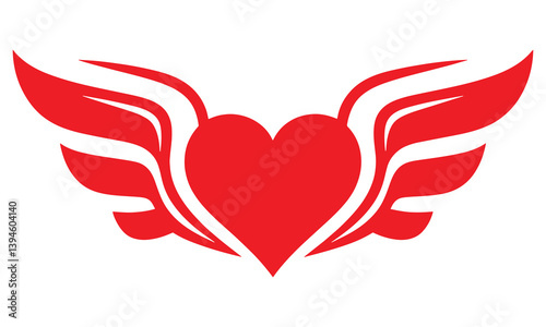 Love Feathered Wings Silhouette Vector Illustrations