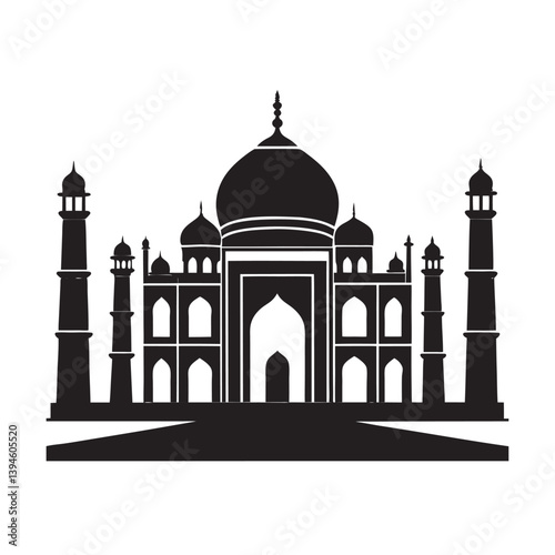 Taj Mahal Outline for India Travel and Heritage Illustrations