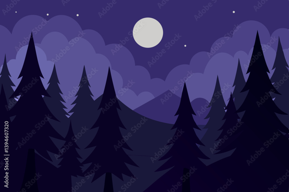 night landscape with moon
