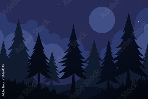 Obraz na płótnie night landscape with trees w salonie