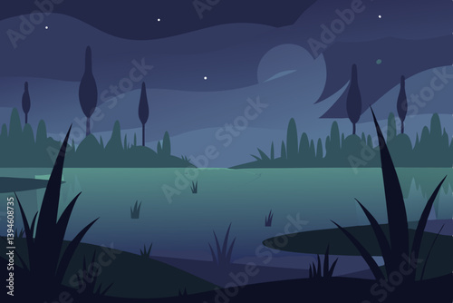 Obraz na płótnie night landscape with mountains w salonie