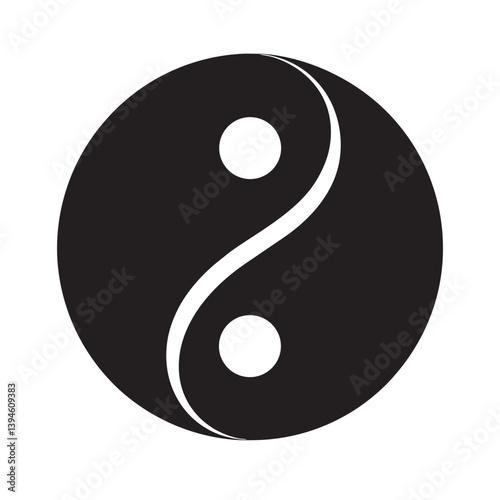 Taegeuk Yin Yang Symbol Vector for Korean Culture and Balance Themes