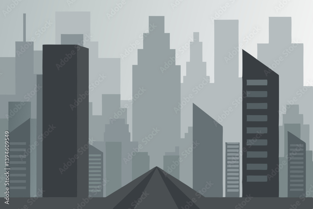 city skyline with skyscrapers