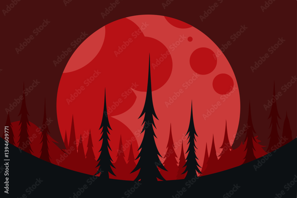 illustration of a silhouette of a tree in the sunset