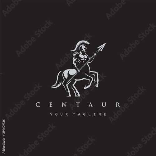 Centaur Logo Featuring Mythological Creature With Spear On Black Background