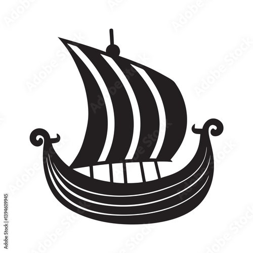 Viking Ship Outline for Norse Culture and Historic Exploration Art