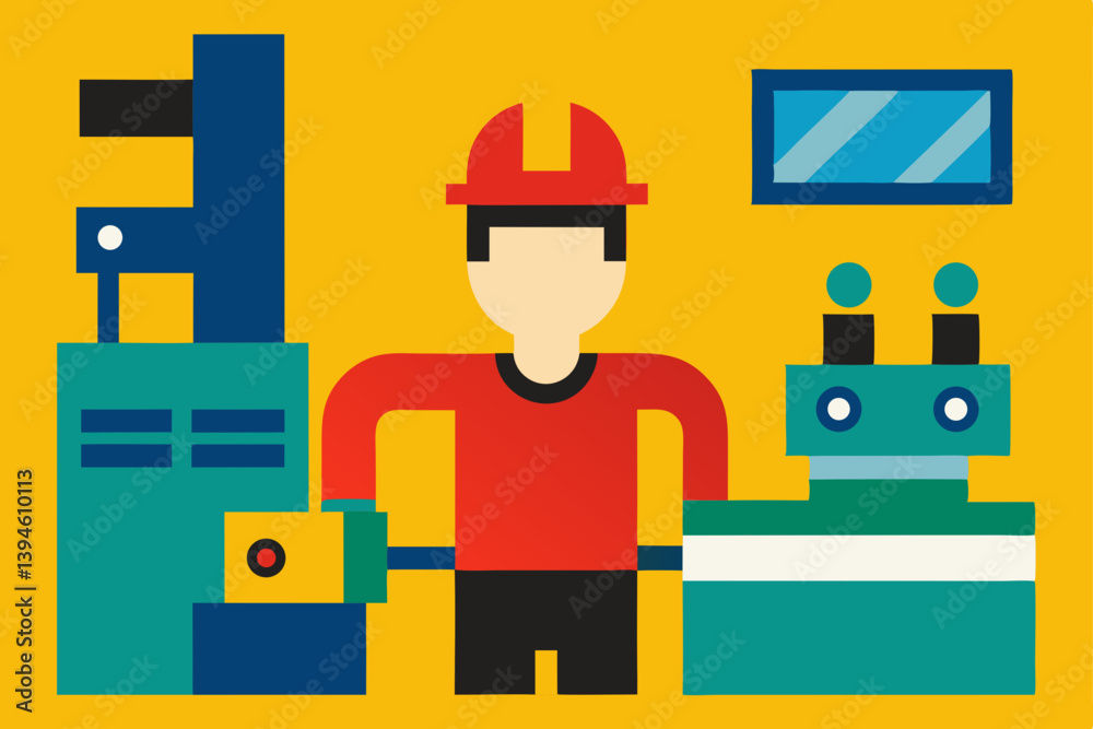 vector illustration of a worker with a wrench
