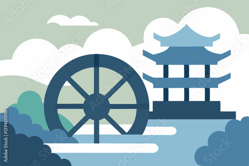 Obraz na płótnie vector illustration of a windmill w salonie