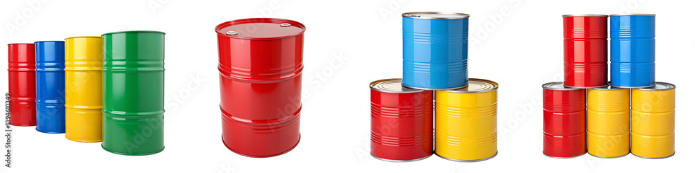 Colorful Stacked Drums in Red Blue Green and Yellow Isolated on Transparent Background PNG Colorful Stacked Drums in Red Blue Green and Yellow Isolated on Transparent Background PNG