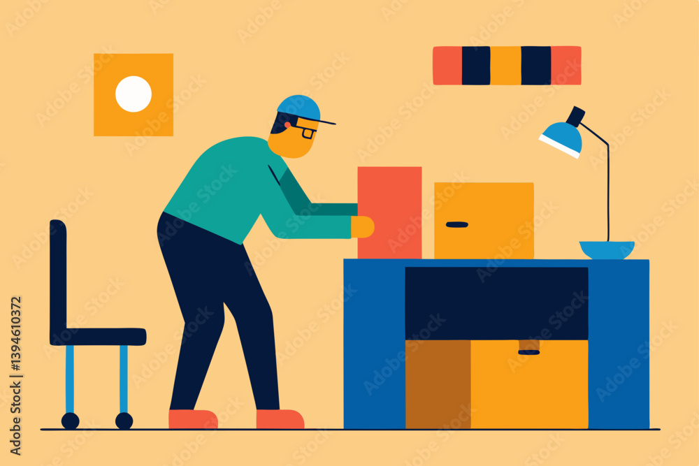 vector illustration of a worker with a drill