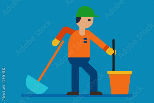 Obraz na płótnie vector illustration of a worker w salonie