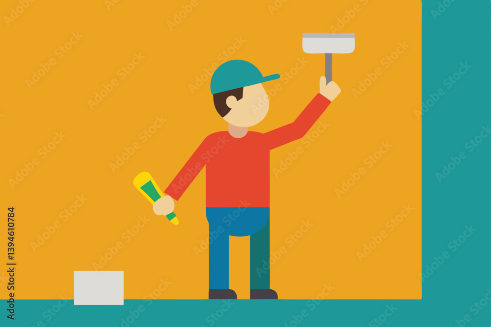 painter with paint roller