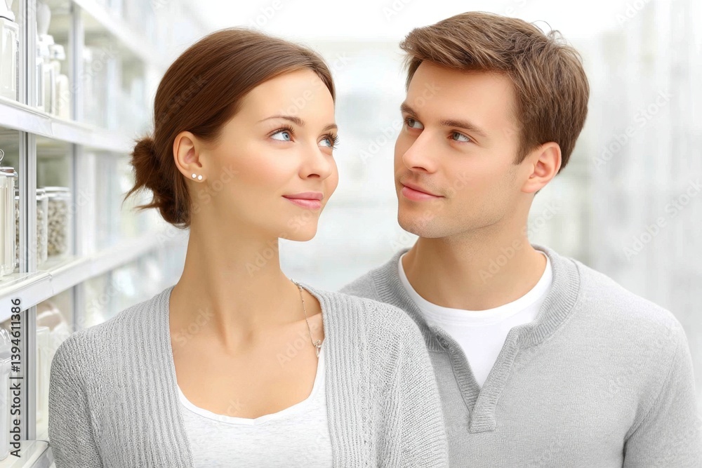 A young couple choosing kitchen appliances together in a department store A young couple choosing kitchen appliances together in a department store
