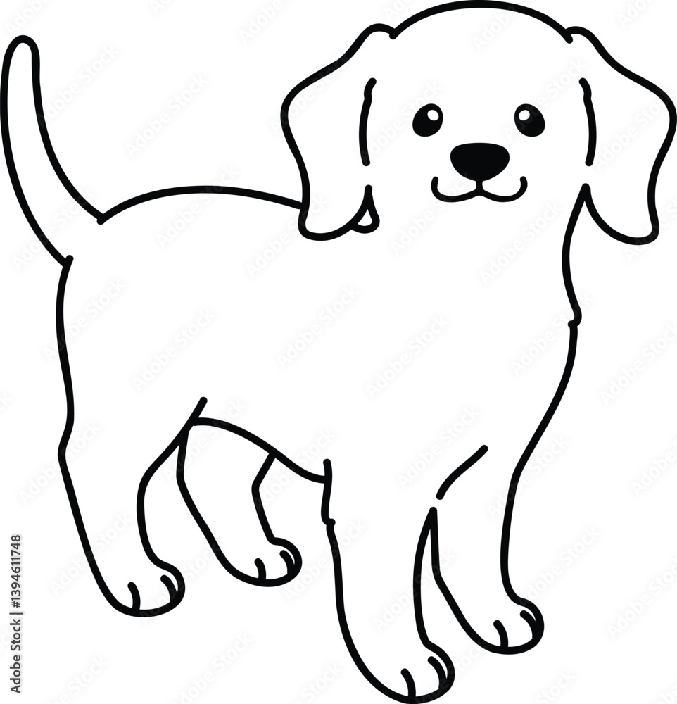 Obraz premium Simple and adorable Beagle illustration standing outlines only