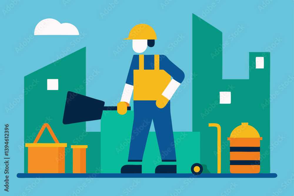 construction worker with building site