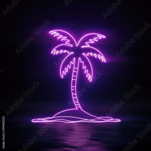 Obraz na płótnie Neon palm tree island illustration w salonie